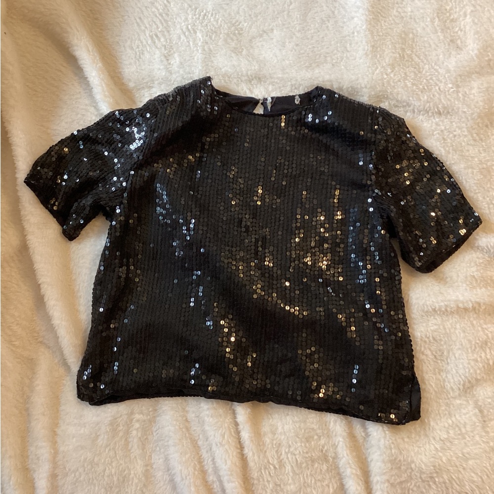 Black sequin short sleeve